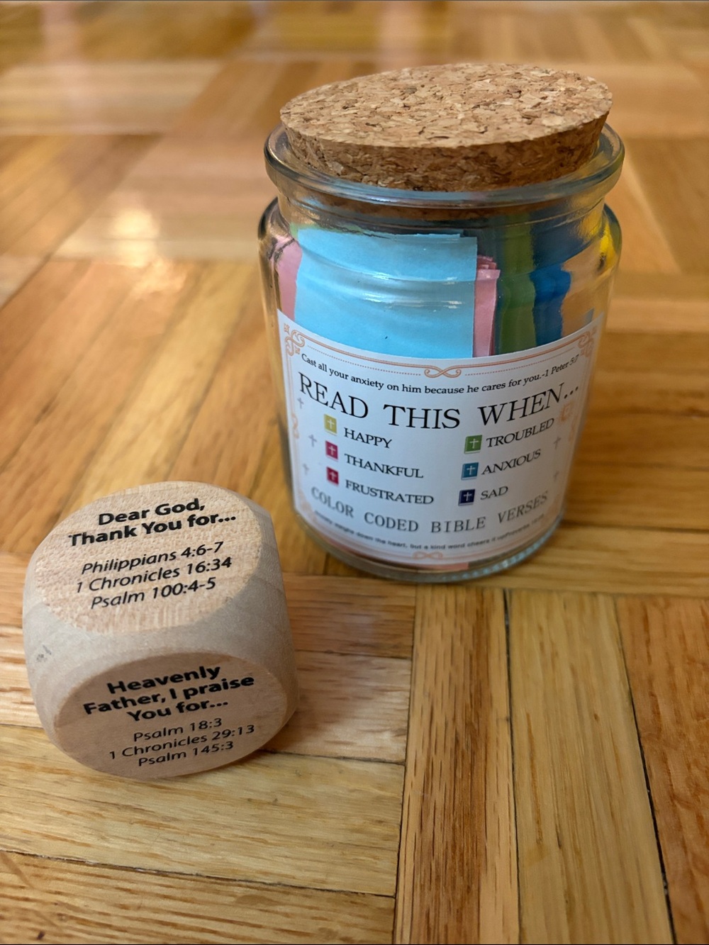 Prayer Dice & Bible Verses Mood Jar - Christian / Faith / Giftable!
